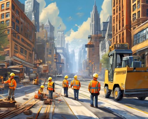 Eine illustrierte Baustelle