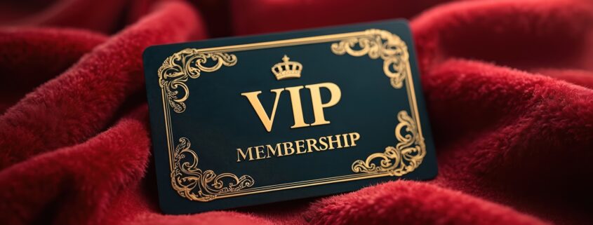 Schwarze VIP-Mitgliedskarte auf rotem Stoff | Berlin Escort